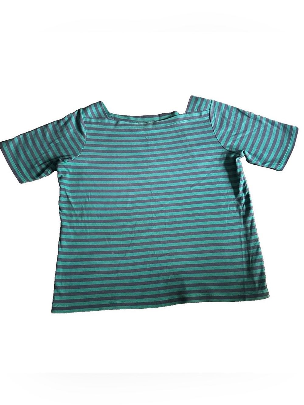 L.L. Bean Women’s Striped Boat Neck Short Sleeve Cotton Shirt Size L Reg